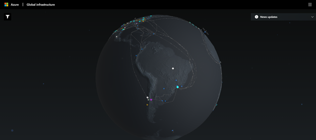 Figura 3: Datacenters Azure pelo Globo Terrestre. 